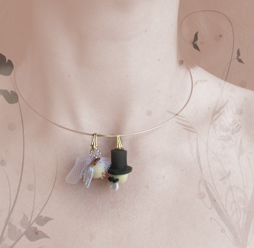Cute Wedding necklace - funny bride and groom Jewelry pendant for bridesmaid, bridal shower