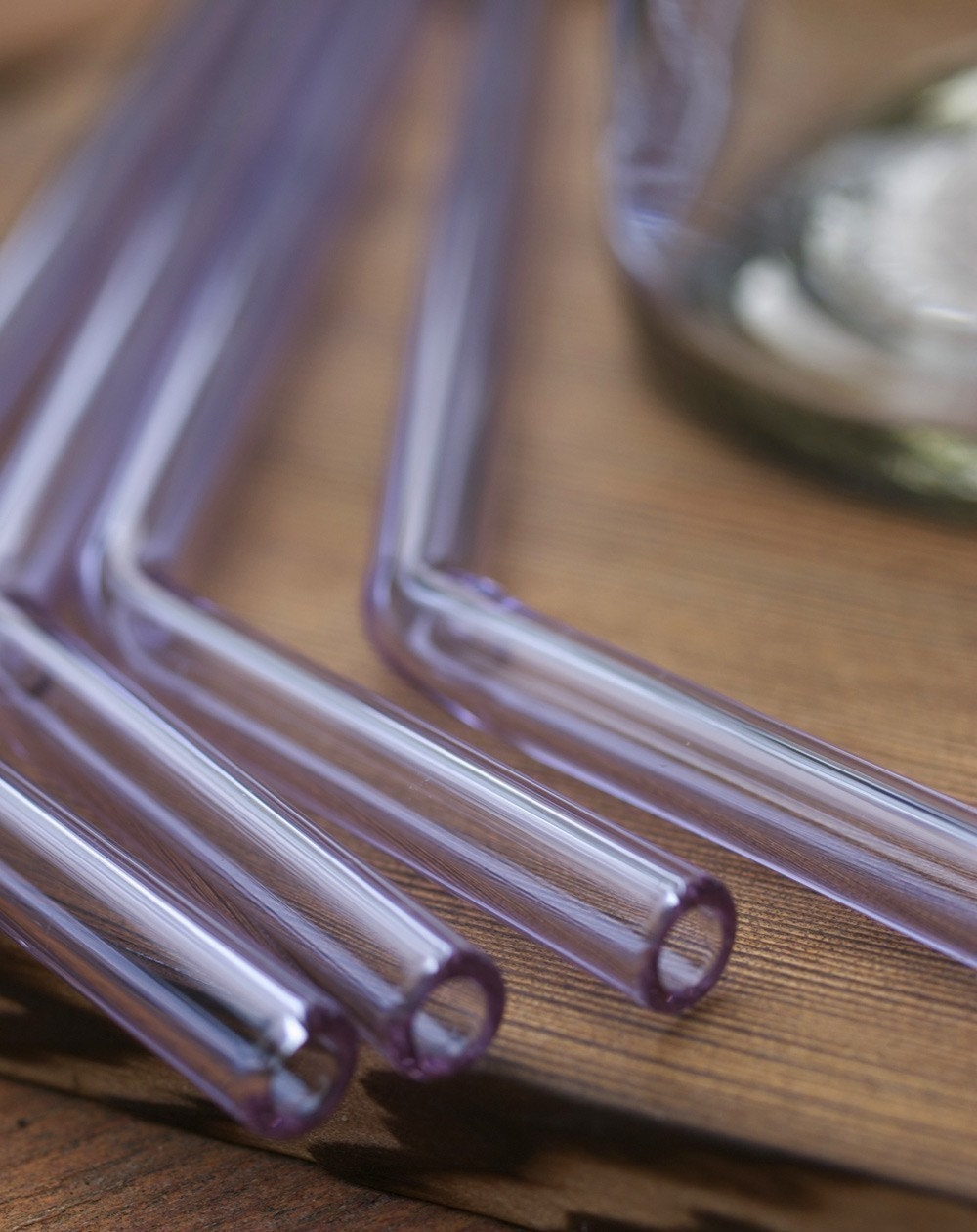 Eco-Glass Straws - Set of 4 Lavender Bended  Reusable Straws- Lifetime Guarantee - Pretty and Eco Friendly