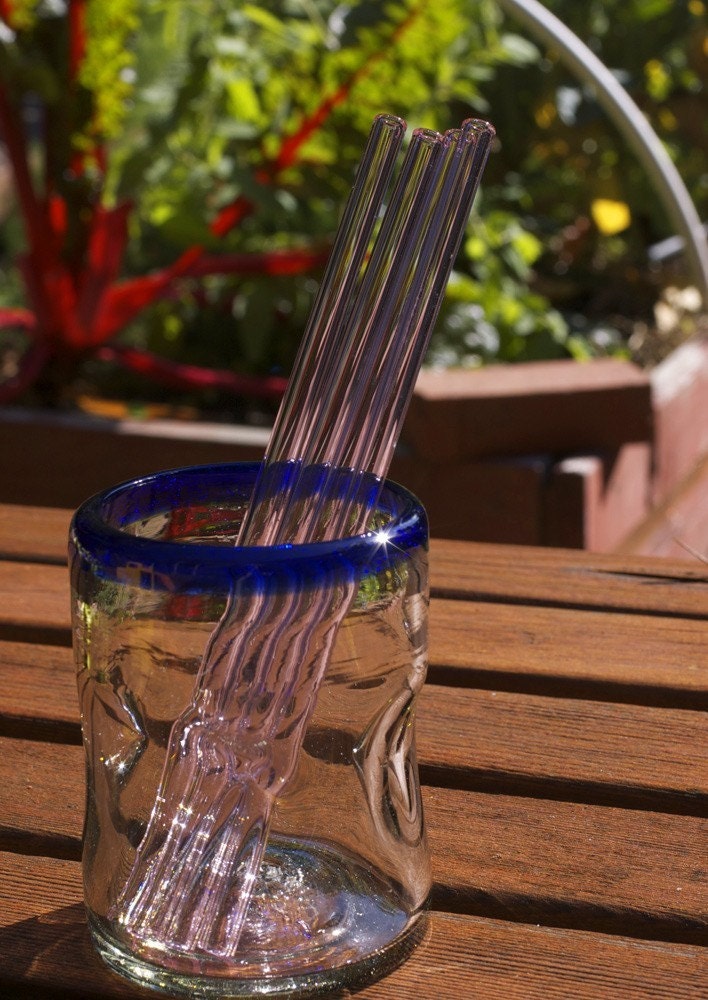 Eco Glass Straws - PINK glass - Set of 4 Regular Size - Reusable and Eco-Friendly -  Lifetime Guarantee