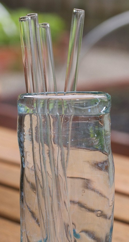 Classic Glass Slender Wall Straws  - Set of 4 - Eco Straws made of Borosilicate Glass - Lifetime Guarantee