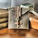 Edinburgh Brown Leather Wristlet Wallet with Antique Skeleton Key Clasp Closure - Duotone