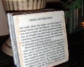 Pride and Prejudice  Jane Austen Book Coaster Set - 4 Tumbled travertine stone coasters  - Bibliophile Book Lovers