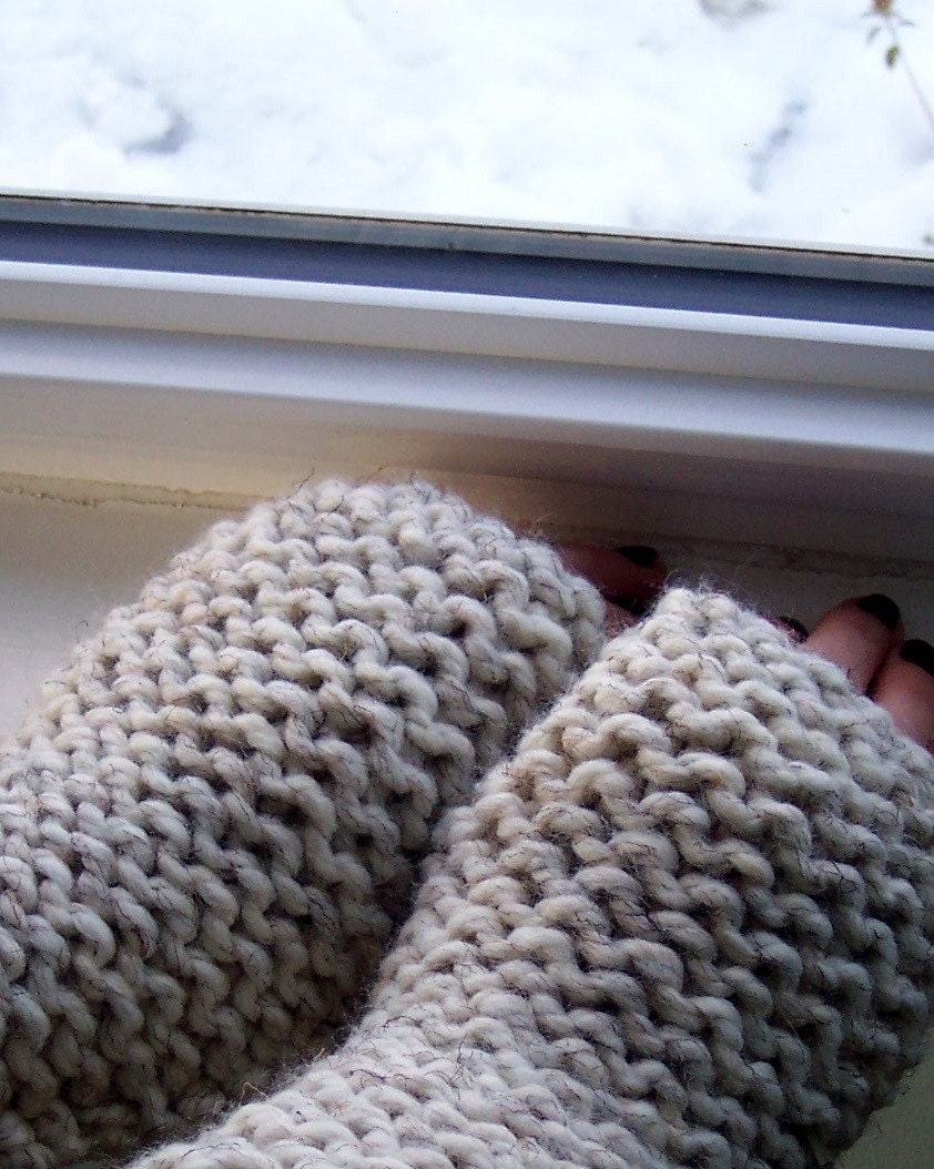 Fingerless Texting Gloves, Wheat Wrist Warmers