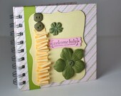 Pregnancy Journal, Baby Journal, welcome baby, pink yellow and olive, 100 lined pages, spiral bound