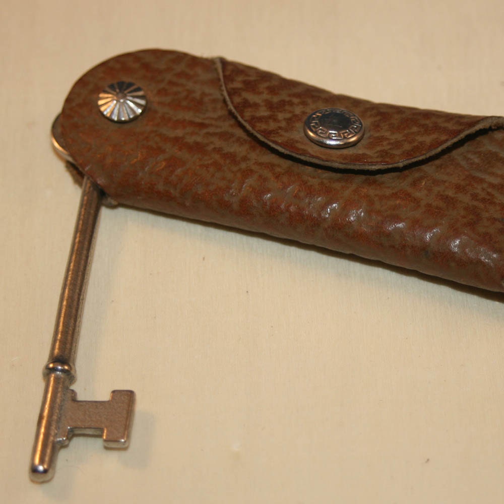 Vintage Leather Key Holder and Key by RockandSand on Etsy