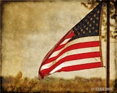 OLD GLORY  Photo -  8 x 10 Photography -  Sepia Or Red White And Blue - Matted - Americana - Sept 11