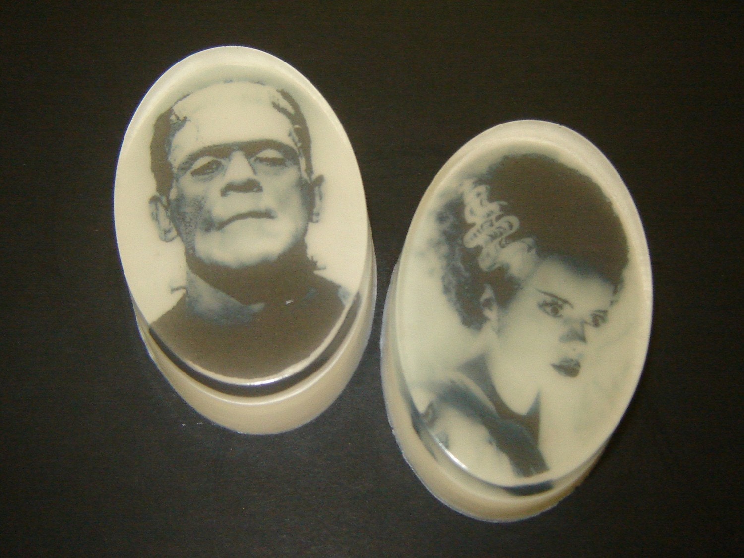 FRANKENSTEIN and his BRIDE soap bars scented BLOODBATH, pumpkin and black coffee