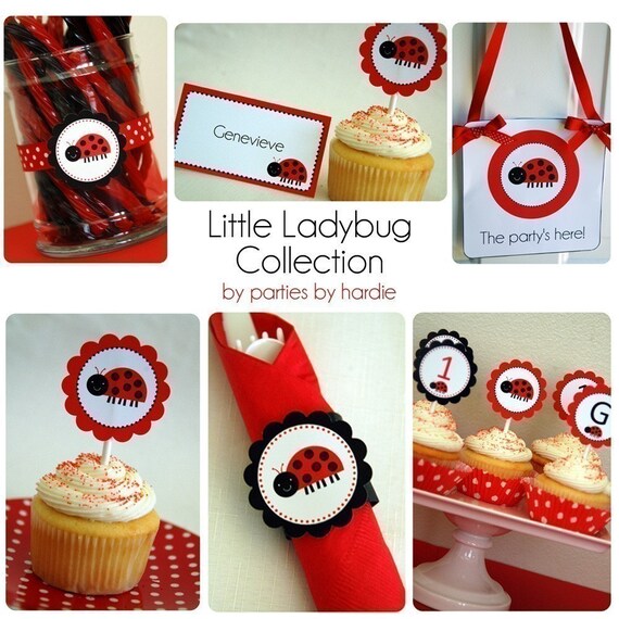 Ladybug Party-Printable PDF File with EDITABLE TEXT Il_570xn