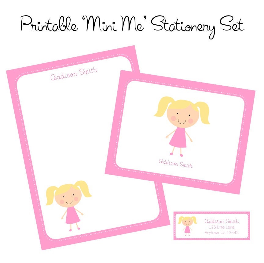 Children's Stationery Set- 'Mini Me' Printable PDF File Il_570xn