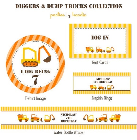 Construction Party-Printable PDF File with EDITABLE TEXT Il_570xn