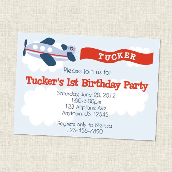 Airplane Party Invitations-Printable PDF File Il_570xn