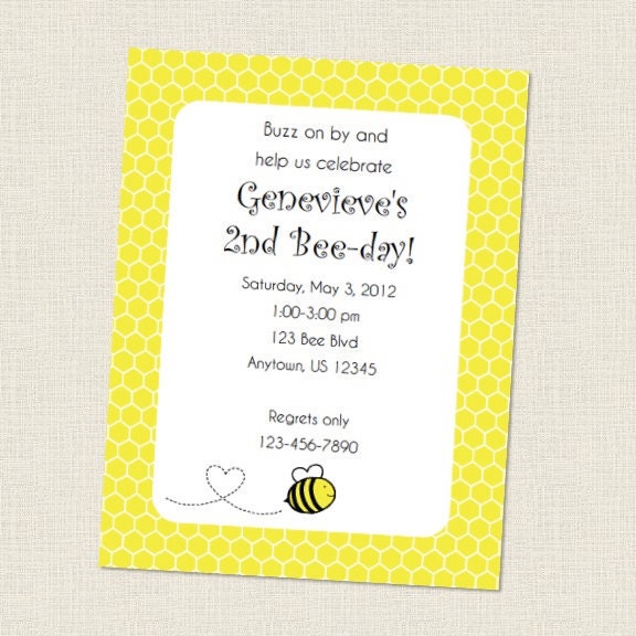 Bee Party Invitations-Printable PDF File Il_570xn