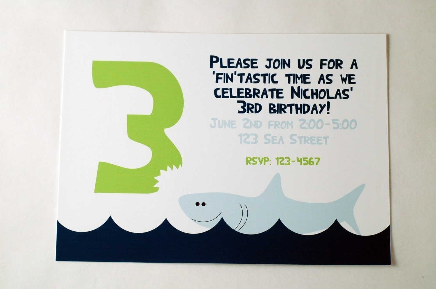 Ocean Shark Party Invitation-Printable PDF file
