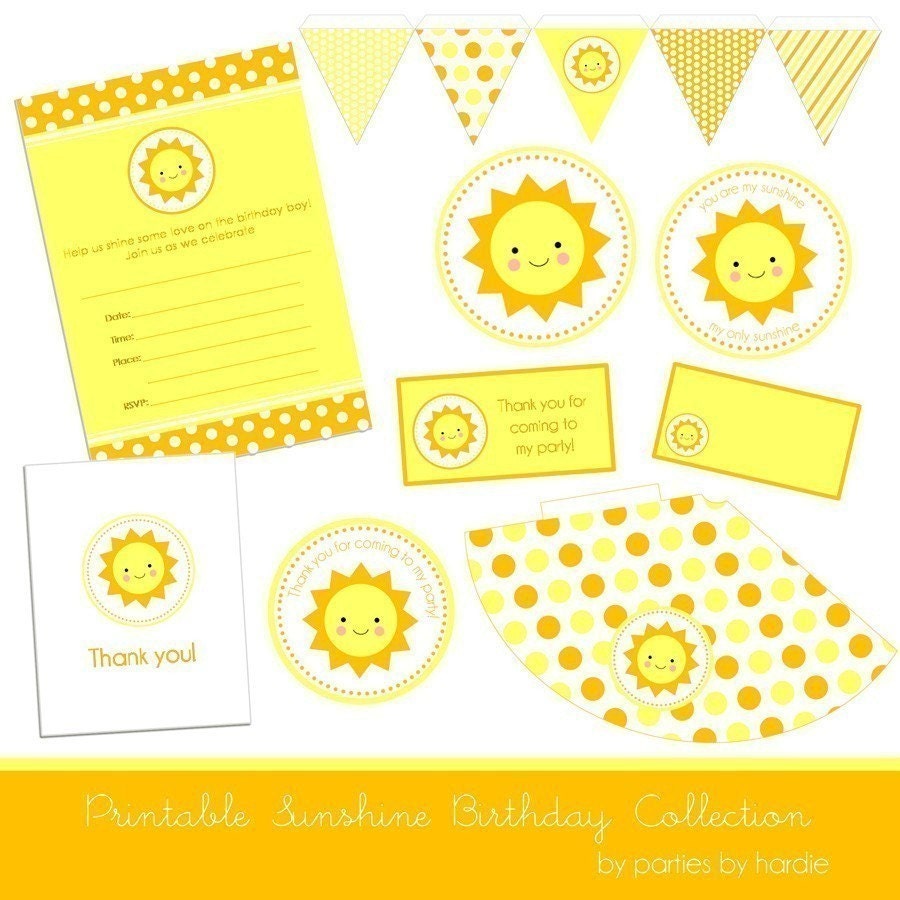 Sunshine Birthday Party-Printable PDF file