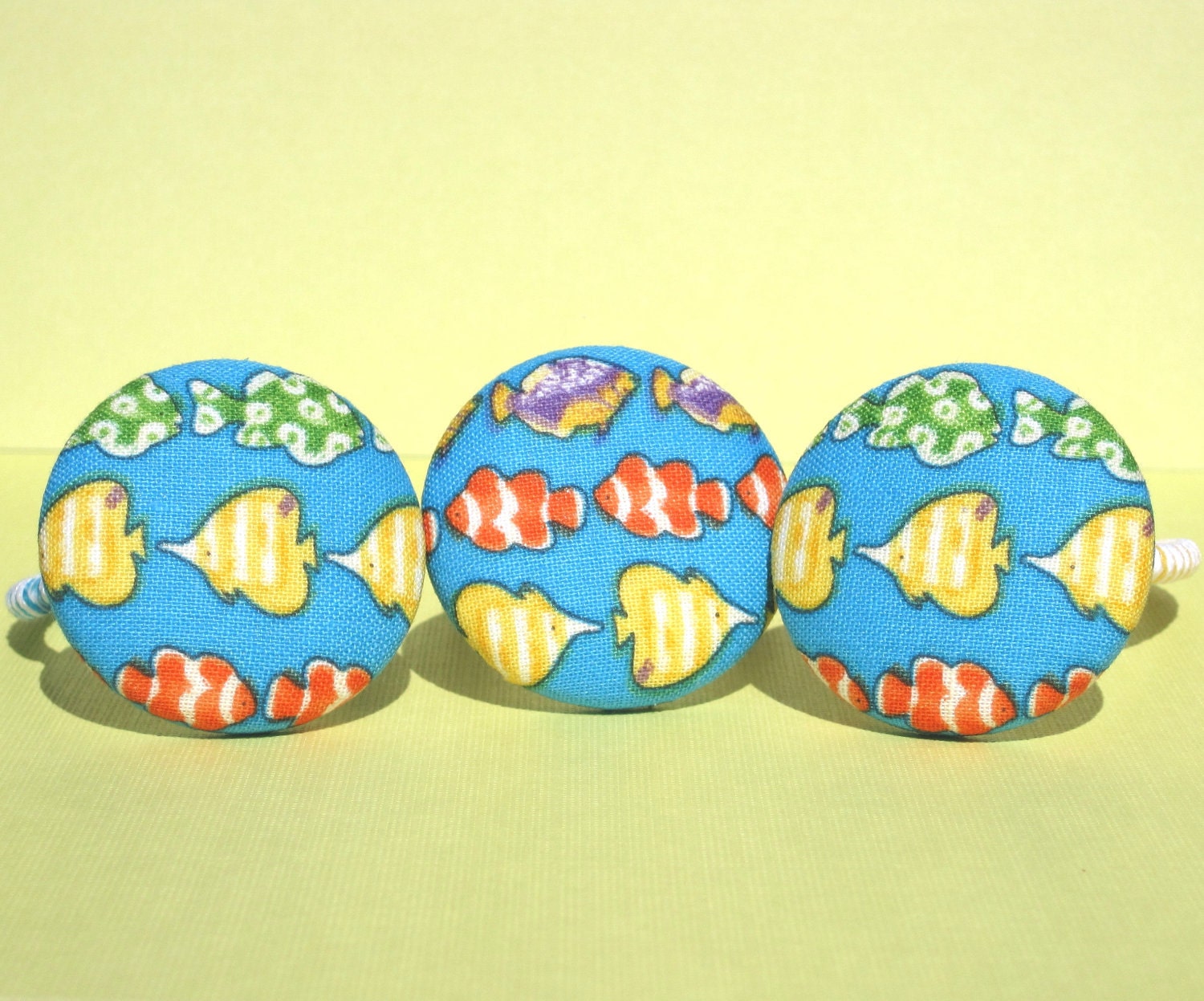 Tropical Fish ponytail holder blue, yellow, orange, green