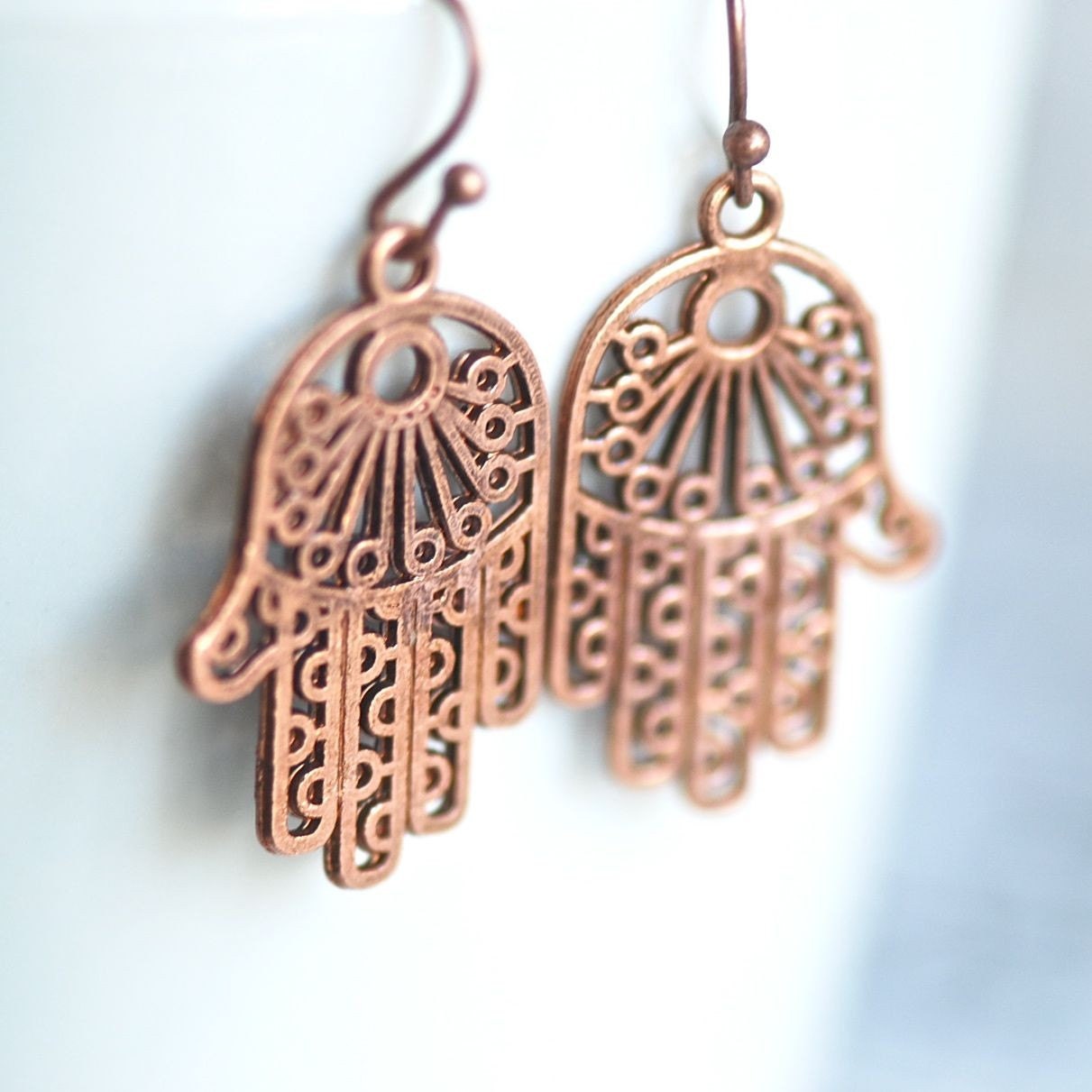 Hand Of Fatima earrings - copper