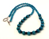 SALE - Turquoise Candy Jade & Black Czech Glass Necklace