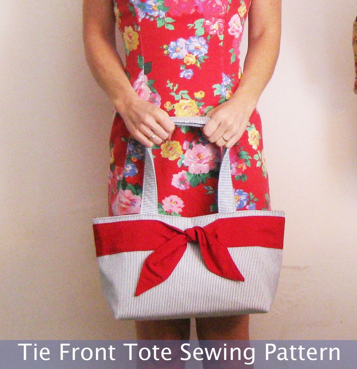 Tie Front Tote Bag PDF Sewing Pattern and Tutorial