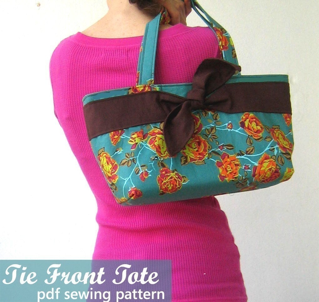 Tie Front Tote Bag PDF Sewing Pattern and Tutorial by alifoster