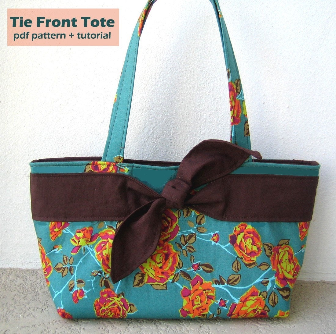 Tie Front Tote Bag PDF Sewing Pattern and Tutorial