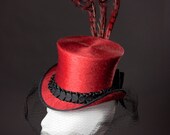 Tuxedo-Chic 'Una' Mini Top Hat in Red