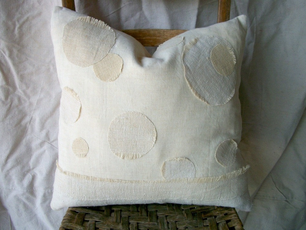 Vintage Decorative Pillow Cover French Linen and Grainsack Cottage Repurposed Upcycled  Rustic