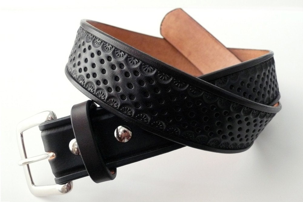 Hand Tooled Seeded Leather Belt - Custom