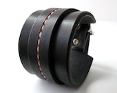 Dark Mahogany One Strap Saddle Stitch Cuff