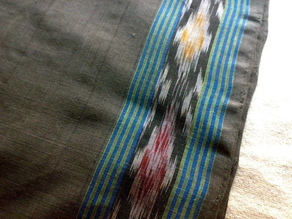 Ikat Handloom Cotton Taupe Gray Patola Fabric Indian Authentic
