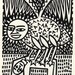 Fly Me. linocut