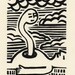 The belly of the beast. Linocut