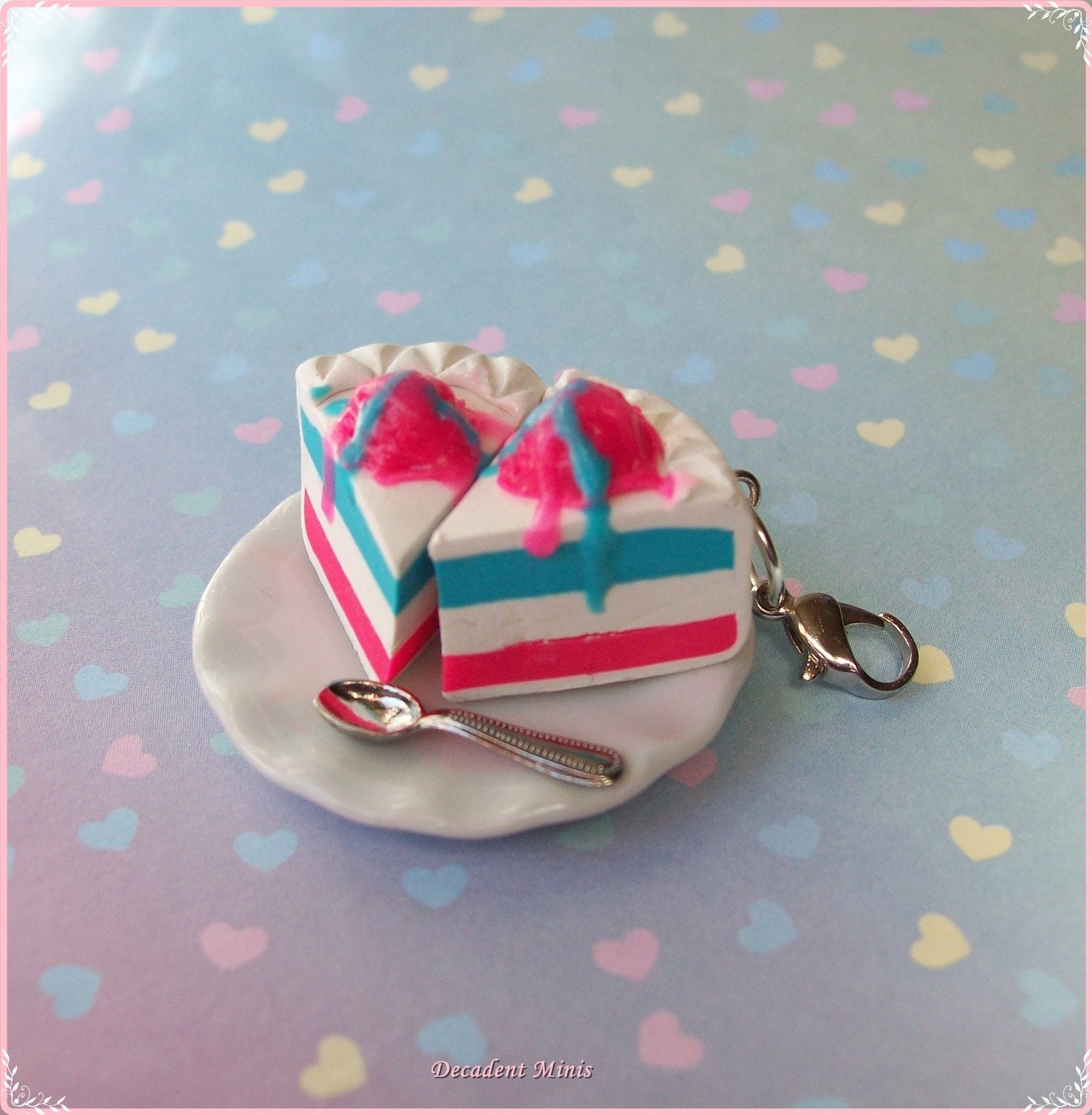 Polymer Clay Cotton Candy Carnival Pie Charm-A La Mode. Carnival Themed Party Favor - DecadentMini