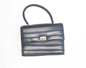 Vintage 60s Purse Pleated Vinyl Gray