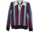 Vintage Knit Pullover Sweater Mens M Vertical Stripes