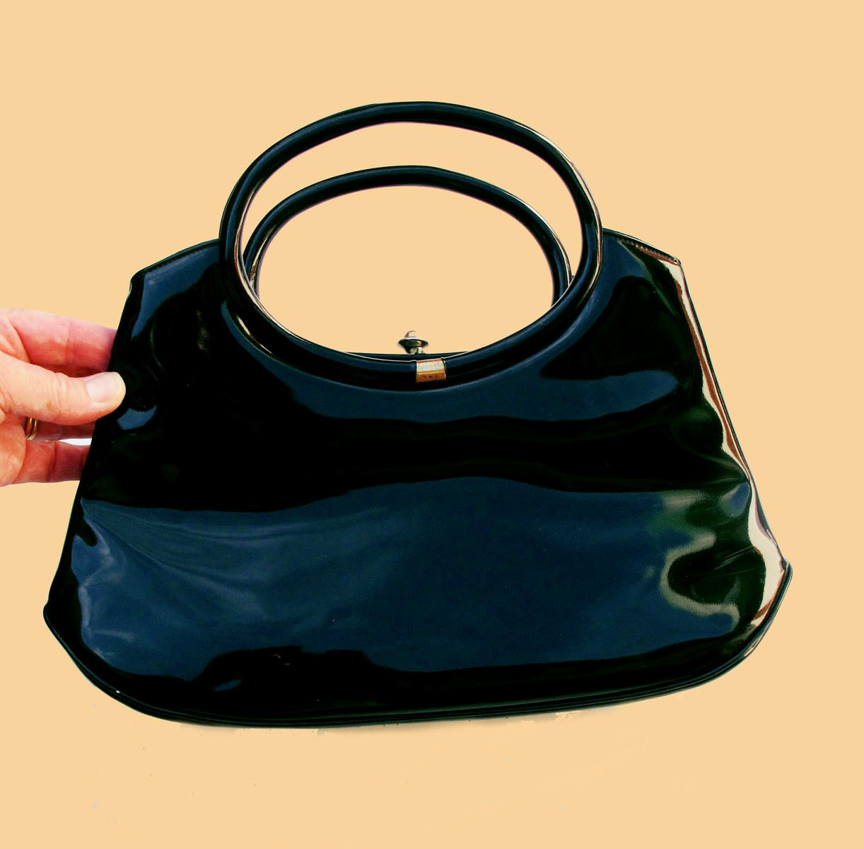 1950s Crown Lewis Black Patent Leather