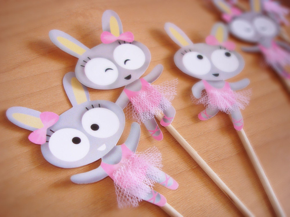Cupcake toppers -Bunnies Ballerinas-