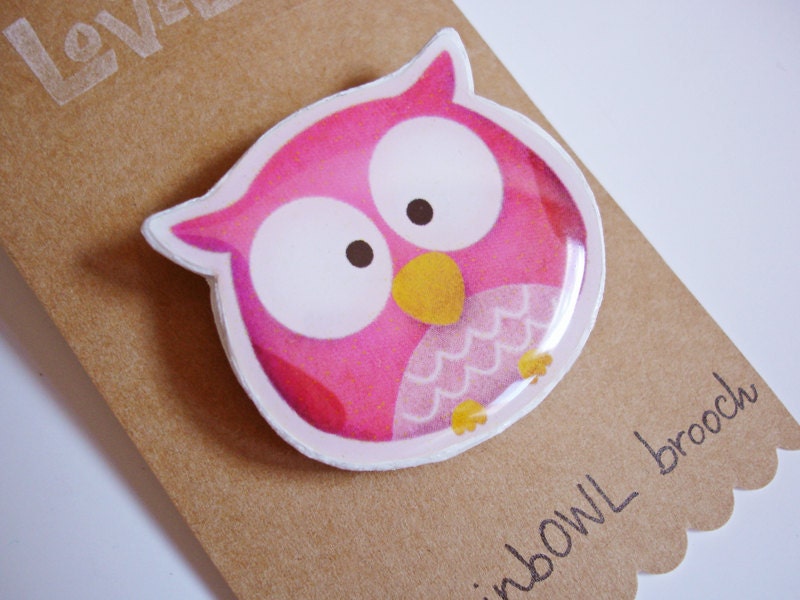 PINK RainbOWL - Pin brooch