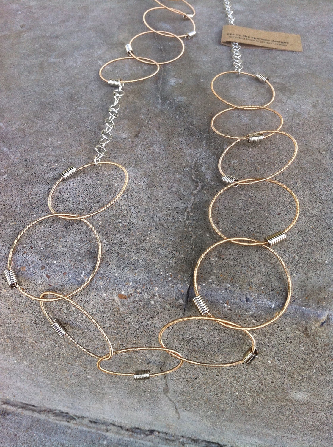 Recycled Guitar Strings - Restored Guitar String Chain of Truth necklace (split links) in Bronze