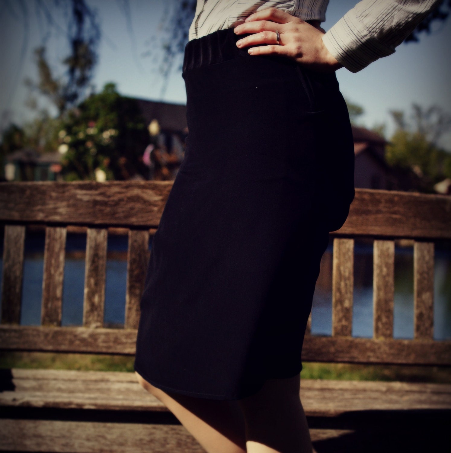 Black Pencil Skirt, black skirt, summer skirt, plus size pencil skirt, knee length skirt, custom skirt, made to order, sizes XL, XXL