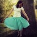 Aqua Circle Skirt, knee length, full skirt, summer skirt, custom skirt, mint skirt, made to order, sizes XS, S, M, L