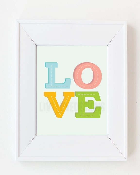 8 x 10 LOVE Block Letter pastel color print