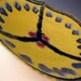 Large Porcelain Wall Hanging Bowl / Persian Flower Design / Yellow Serving Bowl / Wall Art / 321