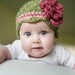 Baby Flower Beanie, Baby Flapper Hat, Baby Cloche, Crochet Baby Hat