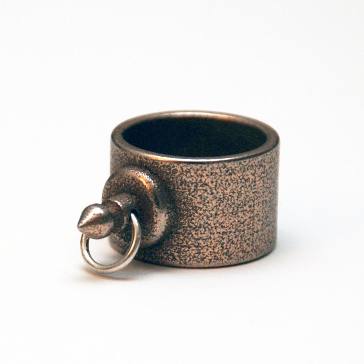 Silver Spike Padlock Statement Ring