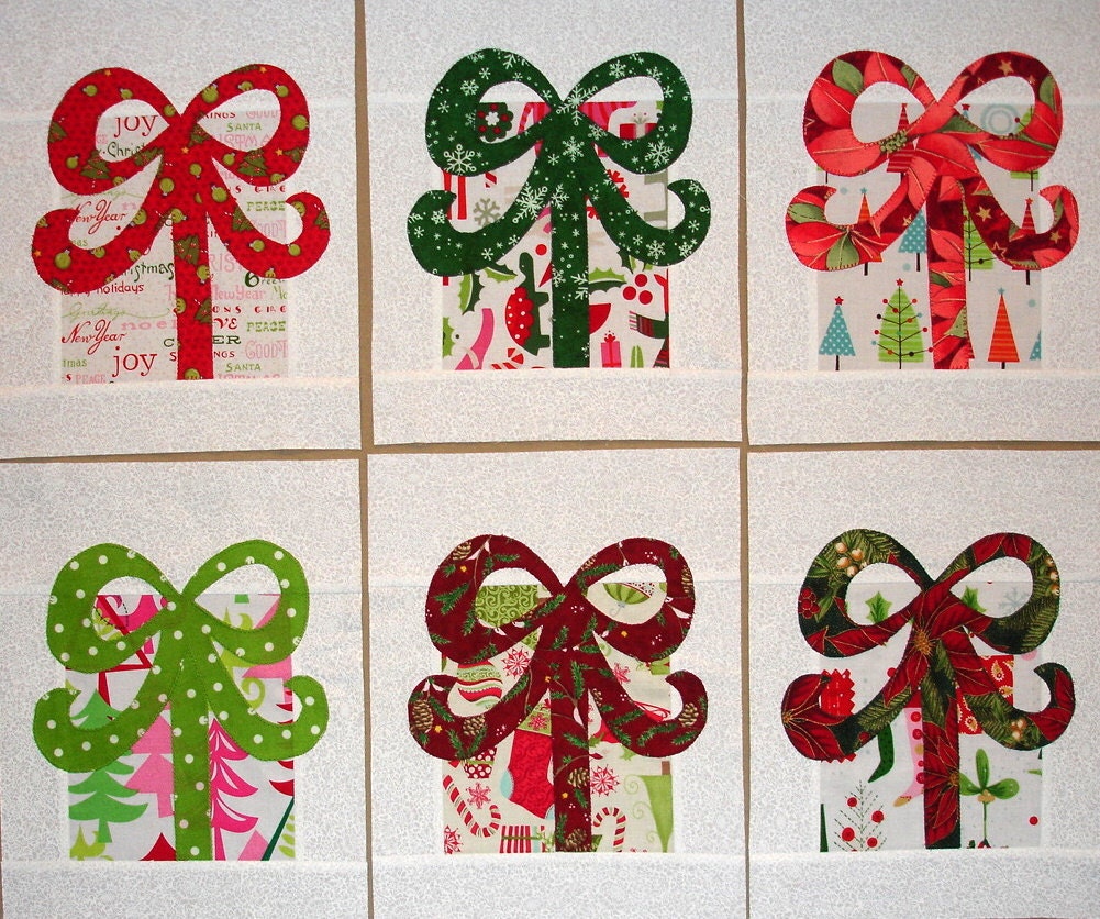 Christmas Presents Appliqued Quilt Blocks