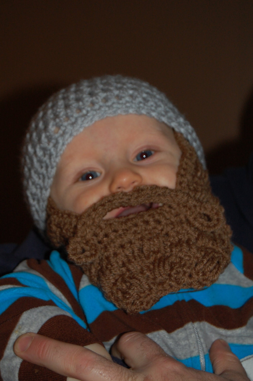 Customizable Baby Beard Beanie Shown in 6 to 12 Months Size