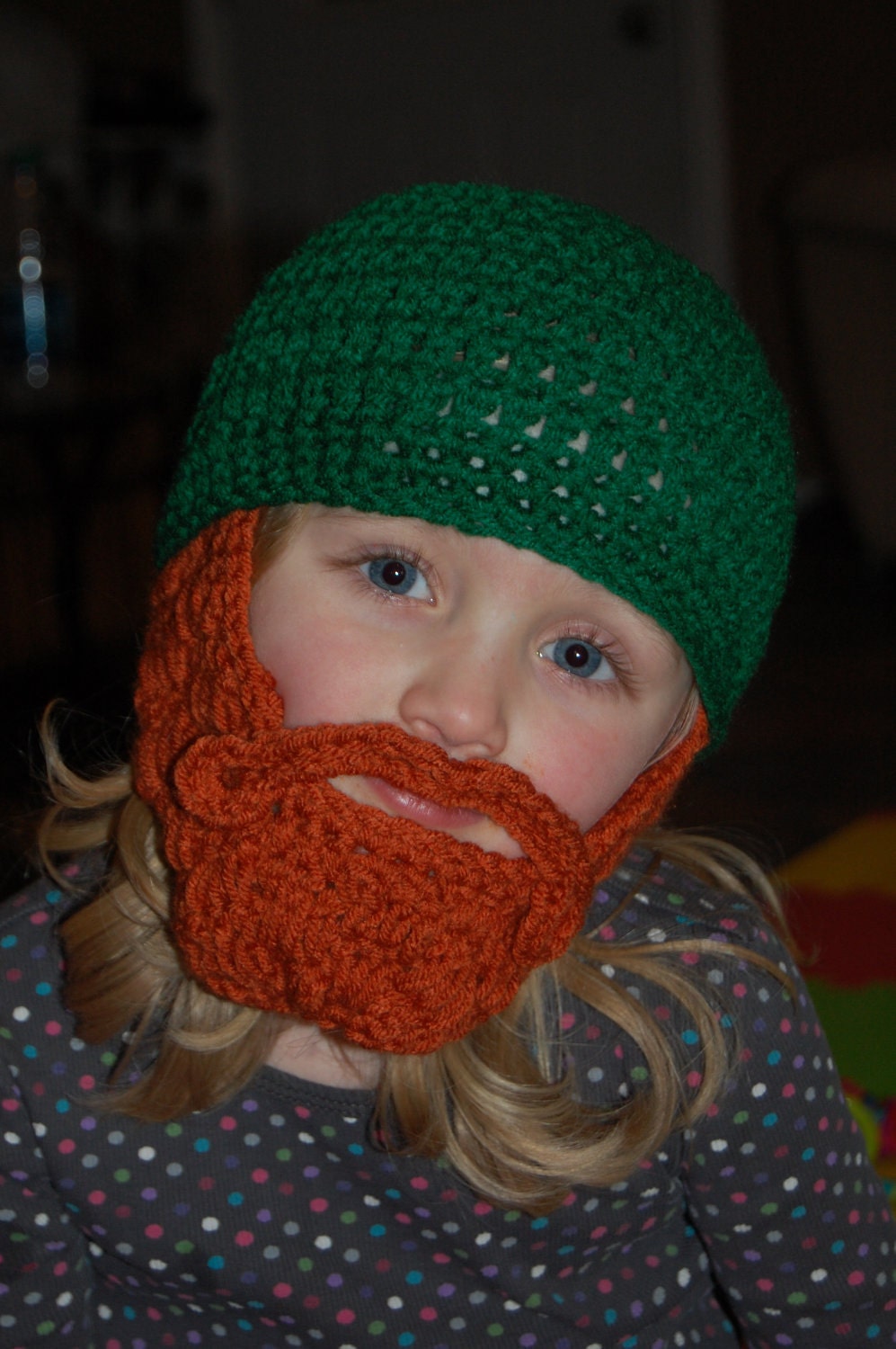 Child Size 2 to 4 Years Old Beard Beanie Shown You Can Customize Size and Colors