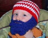 SALE PRICE Red White and Blue Independence Day Inspired Baby Beard Beanie