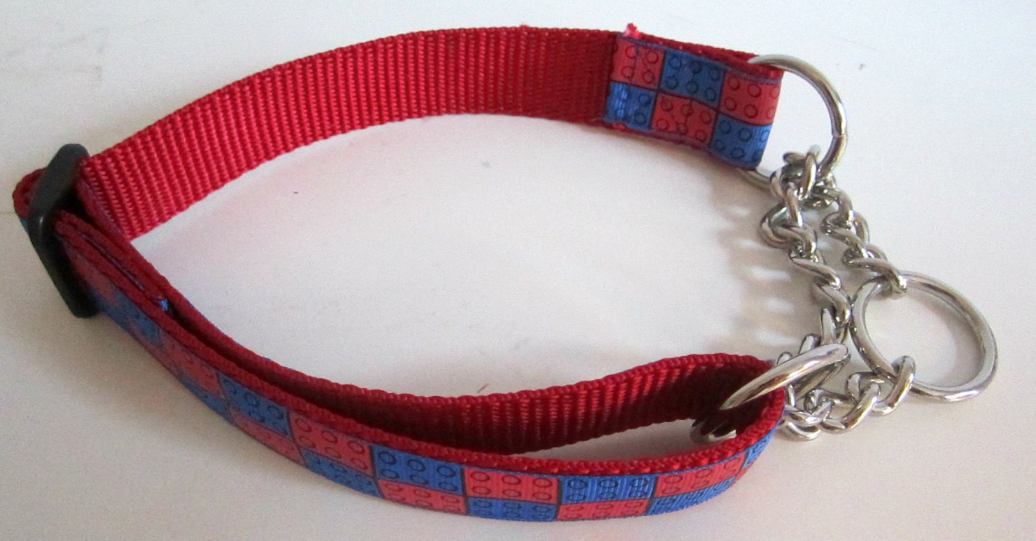Blue/Red Lego Dog Collar