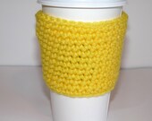 Crochet Coffee Cup Cozy, Tea Cozy, Yellow Sunshine Mug Cozy, Knit